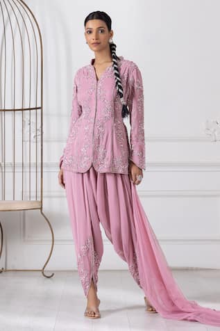 Raj Arora Embroidered Peplum Kurta Dhoti Pant Set 