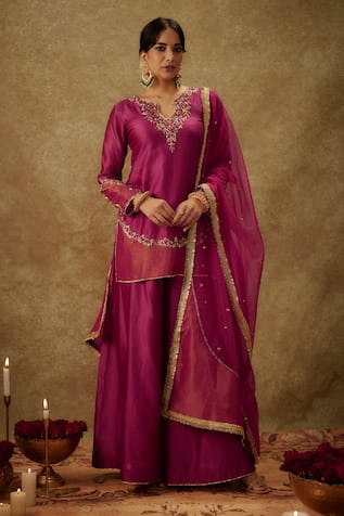 The Aarya Floral Zardozi Embroidered Sharara Set 