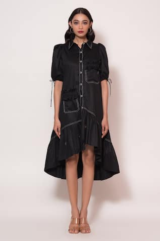 Veera Wear High Low Collared Dress 