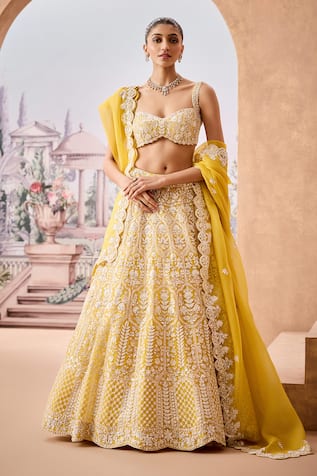 Aneesh Agarwaal Ambrosia Bloom Embroidered Bridal Lehenga Set 