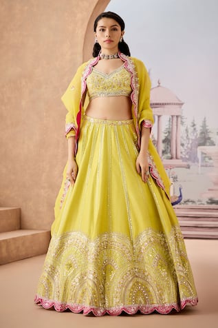 Aneesh Agarwaal Ivy Flora Embroidered Lehenga Set 