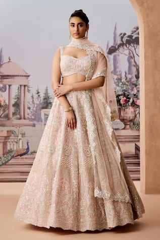 Aneesh Agarwaal Mughal Gota Embroidered Bridal Lehenga Set 