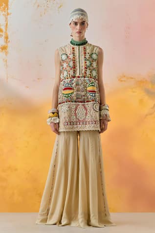 ASEEM KAPOOR Mehru Moti Embroidered Dress & Sharara Set 