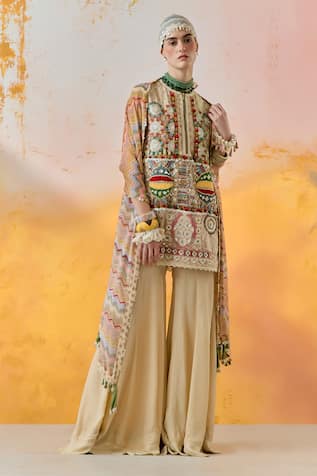 ASEEM KAPOOR Mehru Moti Embroidered Dress Sharara Set 