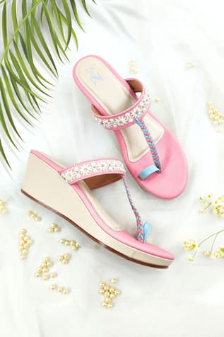 Haiku Bloom & Braided Strap Kolhapuri Wedges 
