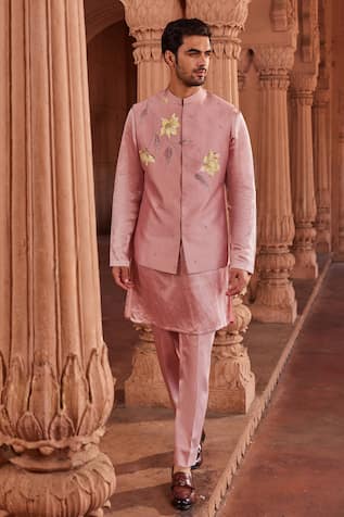 Contrast By Parth Floral Hand Painted Bundi & Kurta Set 