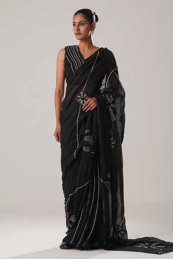Atbw Forest Musk Bloom Patchwork Saree 