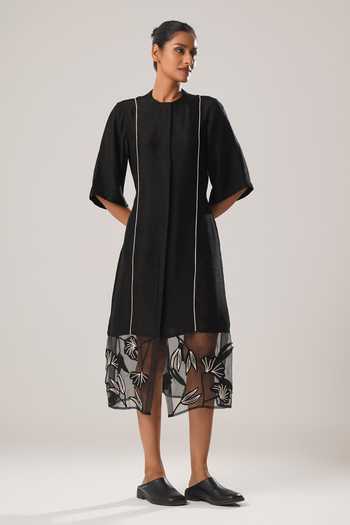 Atbw Tulip Bloom Sheer Hem Midi Dress 