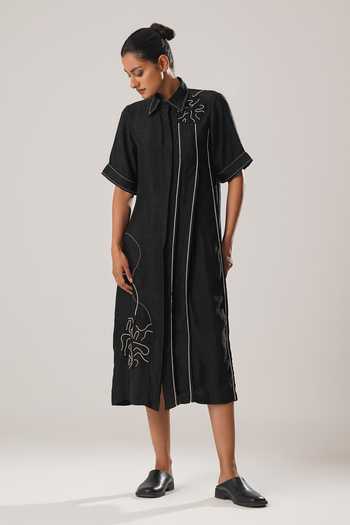Atbw Florin Patch Embroidered Shirt Dress 