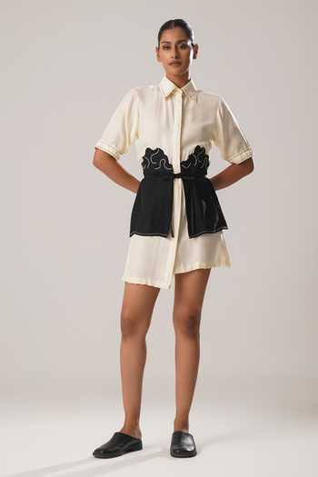 Atbw Floral Patch Overlay Embroidered Shirt Dress 