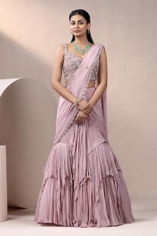 Chaashni by Maansi and Ketan Attached Drape Lehenga Saree With Blouse 