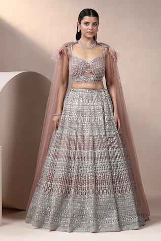 Chaashni by Maansi and Ketan Mirror Embellished Lehenga With Blouse 