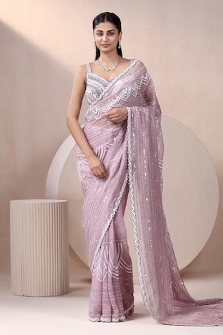 Chaashni by Maansi and Ketan Cutdana Embroidered Saree With Blouse 