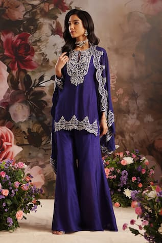 Saniya Sharma Scallop Border Embroidered Cape Sharara Set 