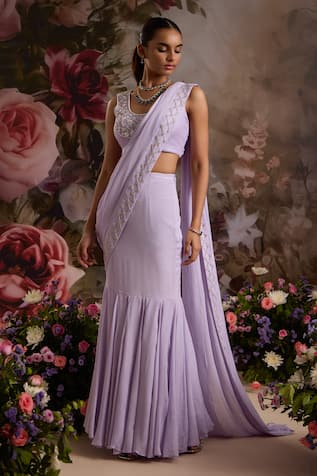 Saniya Sharma Pre-Draped Skirt Saree With Embellished Blouse 