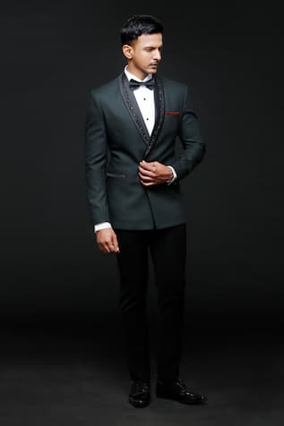 Sven Suits Embroidered Tuxedo Pant Set 