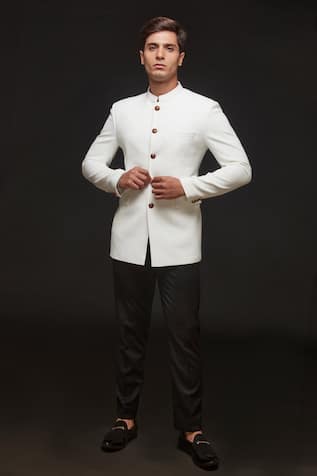 Sven Suits White Jodhpuri & Trouser Set 