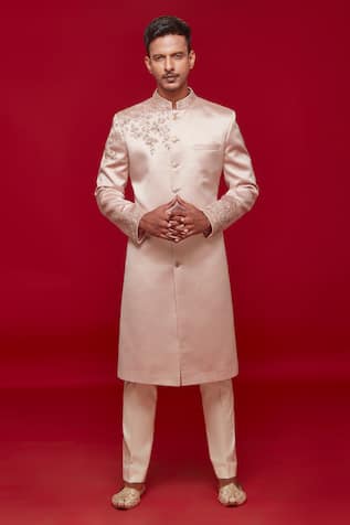 Sven Suits Placement Floral Embroidered Sherwani With Pant 