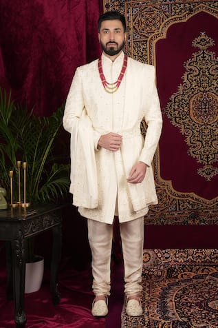 Sven Suits Floral Butti Embroidered Sherwani Set 