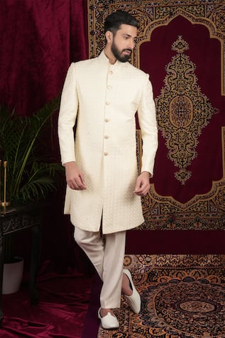 Sven suits Geometric Embroidered Sherwani Set 