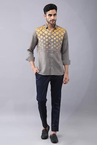 Manish Nagdeo Placement Abstract Print Shirt 