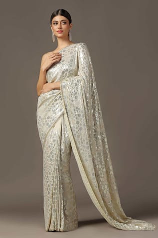 Two Sisters By Gyans Sequin Embellished Saree With Unstitched Blouse Piece 