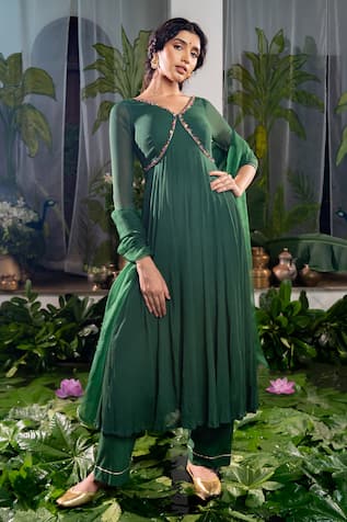 Baise Gaba Aishwarya Gota Sleeve Embellished Anarkali 