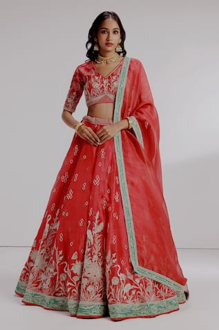 Taisha Gouri Floral Embroidered Bridal Lehenga Set 