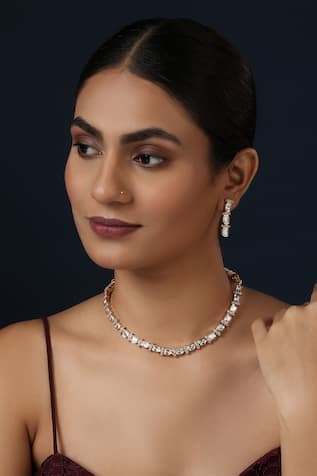Polki Studded Geometric Necklace Set 