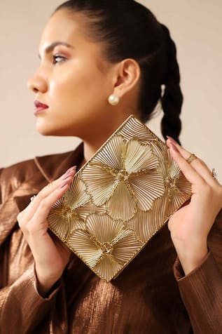 The Tan Clan Isa Mother Of Pearl Embellished Clutch 