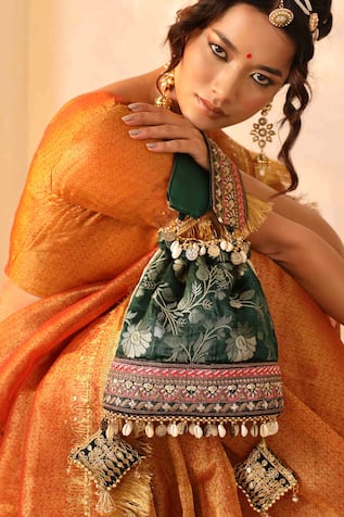 The Tan Clan Kashvi Floral Woven Potli 