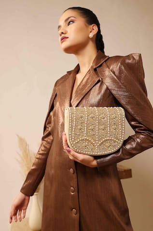 THE TAN CLAN Kavya Bead Embellished Clutch 