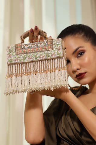 The Tan Clan Kiara Bead Embellished Clutch 
