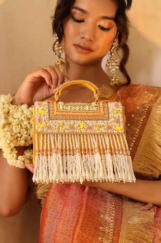The Tan Clan Kiara Bead Work Clutch 