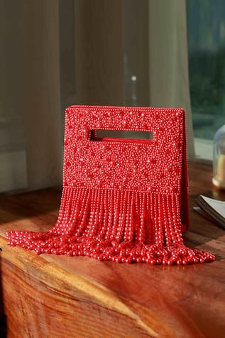 THE TAN CLAN Ruby Embellished Flap Over Clutch Bag 