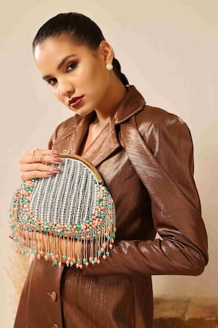 THE TAN CLAN Sona Pearl Tasseled Batua Bag 