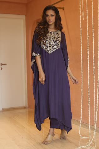 Izzumi Mehta Gota Embroidered Yoke Kaftan With Pant 