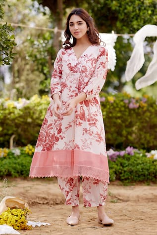 NAAZ BY NOOR Morrocon Field Print Kurta & Pant Set 