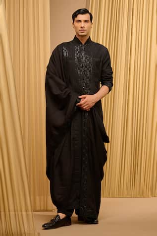 Tarun Tahiliani Sequin Embroidered Textured Kurta Set 