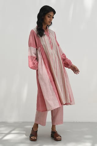 Payal Pratap Fidakia Handloom Stripe Print Dress 