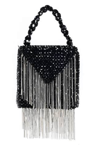 House Of Kosha Natali Suede Metal Hanging Embellished Bag 