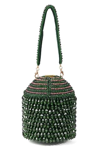 Diana Metallic Crystal Embellished Bucket Bag 