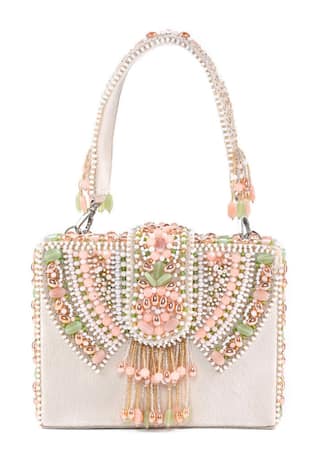 House Of Kosha Sara Flora Bead & Crystal Embellished Box Bag 