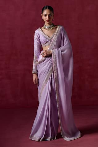 LASHKARAA Embroidered Hem Saree With Blouse 