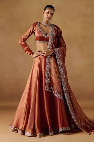 LASHKARAA Sequin Embroidered Lehenga Set 