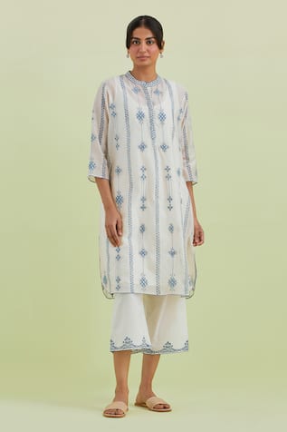 Kora Floral Hand Block Print Kurta With Pant 