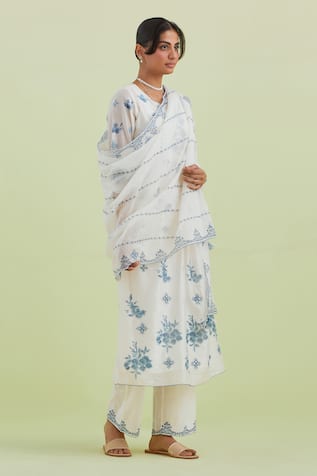 Kora Printed Embroidered Kurta Pant Set 