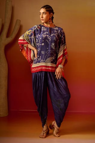 Saundh Mia Printed Kaftan & Dhoti Pant Set 