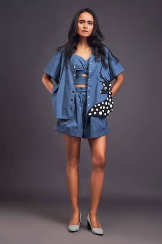 Deepika Arora Deer Patchwork Shirt With Shorts Set 