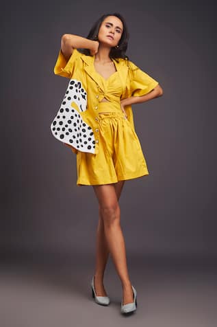 Deepika Arora Cheeta Patchwork Oversized Shirt With Shorts Set 